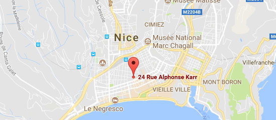 Plan d'accès du Restaurant Le Vingt4 à Nice